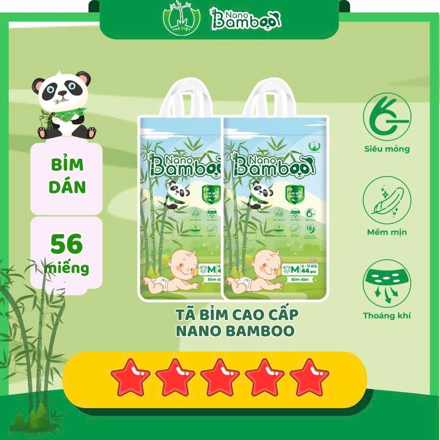 Bỉm Dán Size S - NANO BAMBOO (56 miếng)