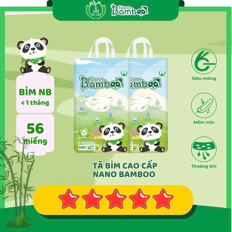 Bỉm dán Sơ Sinh NB - NANO BAMBOO (56 miếng)