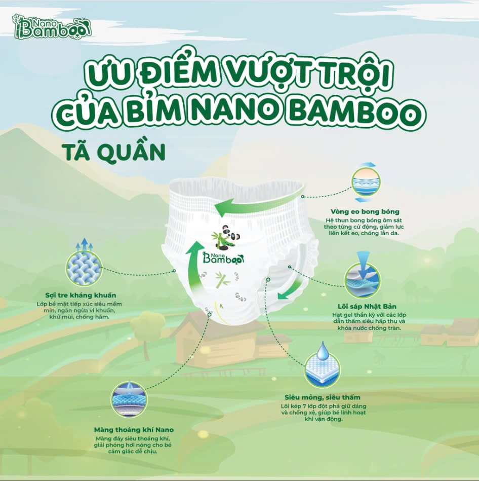 Bỉm dán Sơ Sinh NB - NANO BAMBOO (56 miếng)