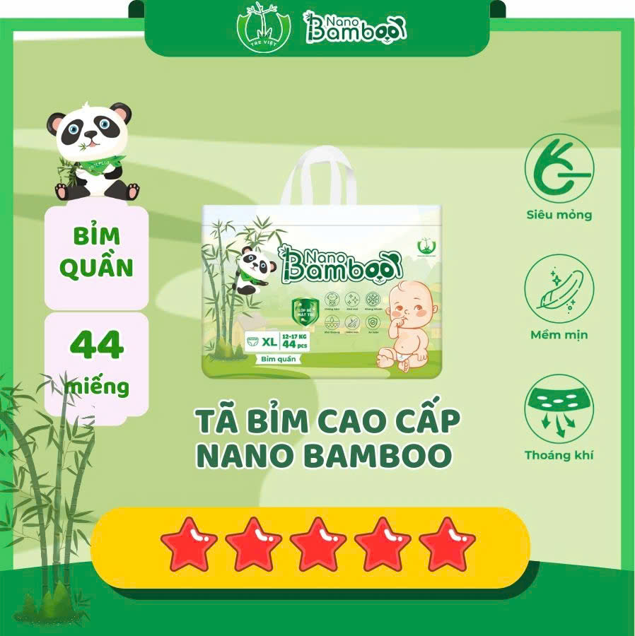 Bỉm Quần size M - NANO BAMBOO (44 miếng)
